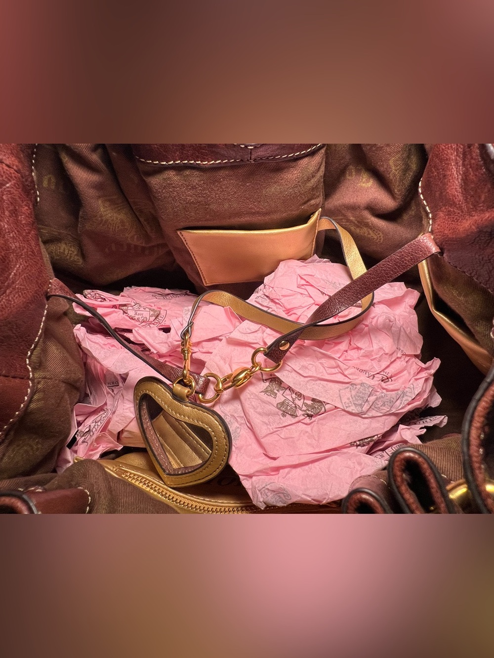 VNTG Juicy Couture Chocolate Brown Leather Hobo Shoulder Bag Gold Hardware Y2K - Picture 12 of 16
